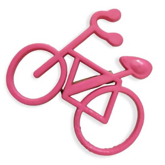 Vtg Bicycle Bike Brooch Pin Plastic Hot Pink Whimsical 70s 80s Open Work Quirky. - Picture 5 of 15